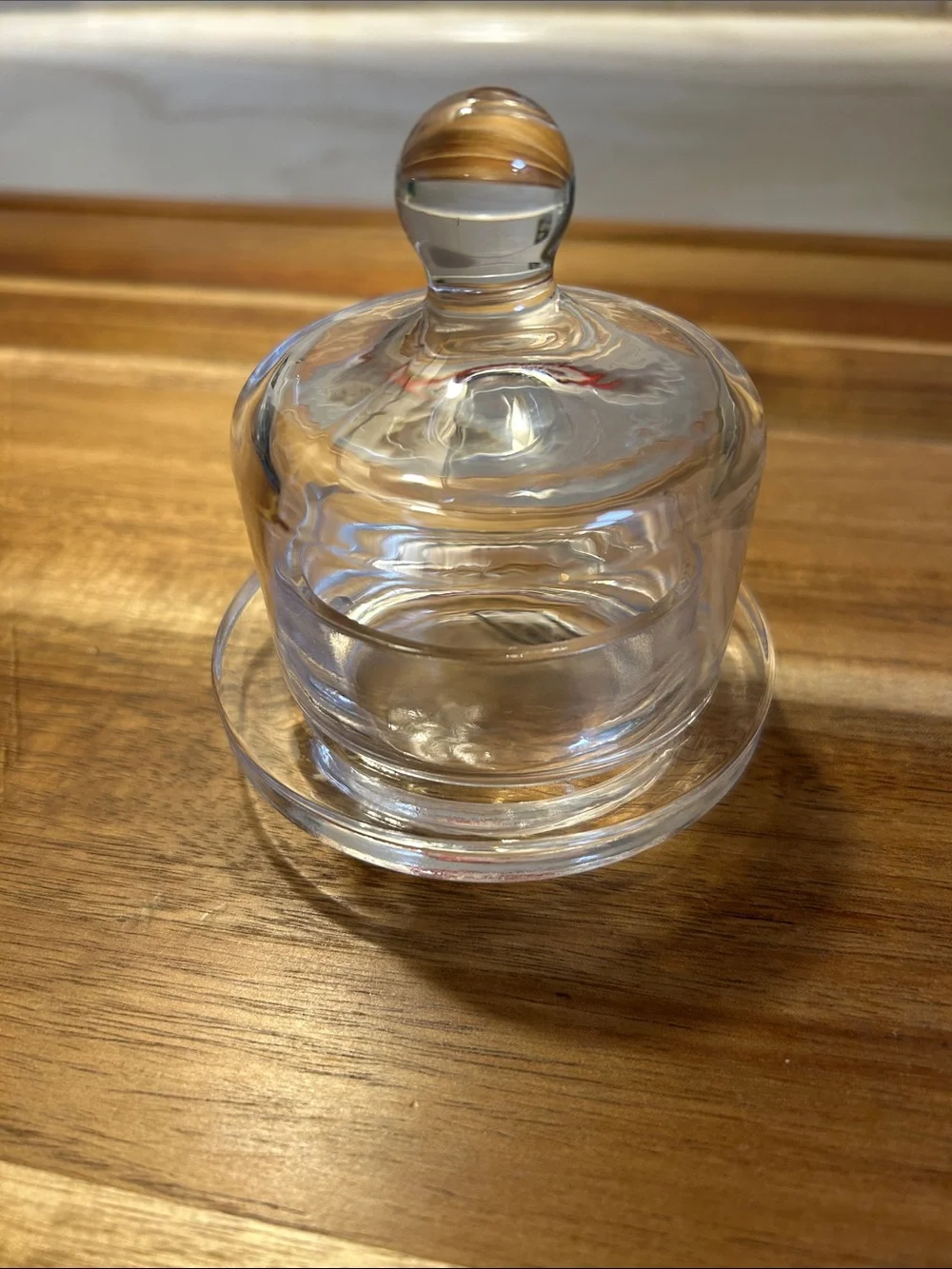 Mini Clear Glass Butter Dish with Lid
